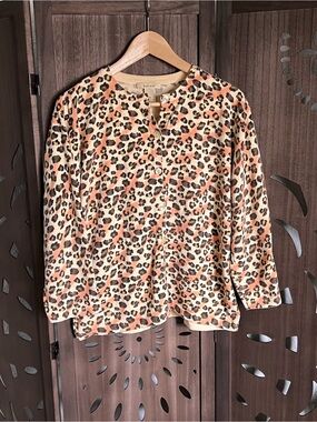 Bechamel Women's Leopard Print Cardigan - Beige & Peach Spots